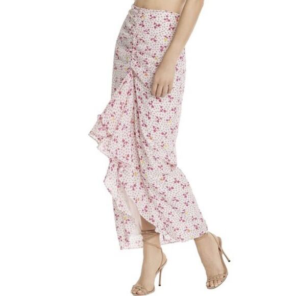 All Things Mochi Maxi Skirt Women's Ola Gathered Silk Ruffle Floral Size XS NWT